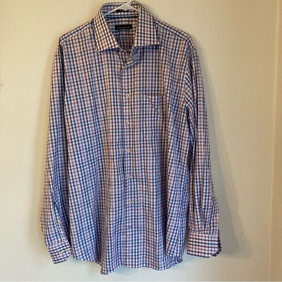Peter Millar Men’s 100% Cotten plaid button down shirt size large. EUC! - Picture 1 of 7